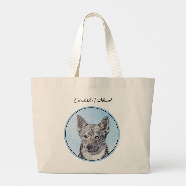 Bolso De Tela Gigante Pintura de vallhund sueca adorable arte original d (Reverso)