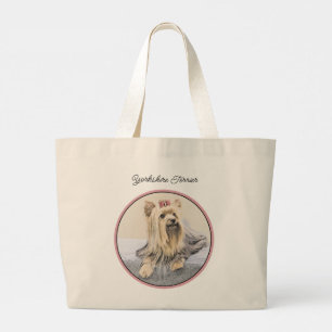 Bolso De Tela Gigante Pintura de Yorkshire Terrier Cute Original Dog Art