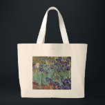 Bolso De Tela Gigante Pintura impresionista de Van Gogh Irises<br><div class="desc">Vincent Van Gogh Irises en Saint Remy - Irises de Vincent Van Gogh es un maravilloso cuadro impresionista de uno de los principales artistas impresionistas de todos los tiempos. El jardín del iris está lleno de color y emoción, a medida que los iris morados salen de sus tallos y hojas...</div>
