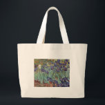 Bolso De Tela Gigante Pintura impresionista de Van Gogh Irises<br><div class="desc">Vincent Van Gogh Irises en Saint Remy - Irises de Vincent Van Gogh es un maravilloso cuadro impresionista de uno de los principales artistas impresionistas de todos los tiempos. El jardín del iris está lleno de color y emoción, a medida que los iris morados salen de sus tallos y hojas...</div>