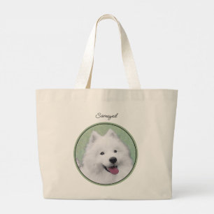 Bolso De Tela Gigante Pintura Samoyed Blanco Cute Original Mascota Perro