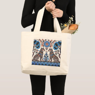 Bolso De Tela Gigante pintura simple de madhubani
