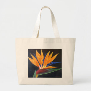 Bolso De Tela Gigante Pintura tropical de la flor de la ave del paraíso