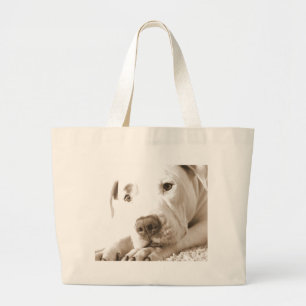 Bolso De Tela Gigante pitbull blanco amistoso soñoliento odiar hecho no 