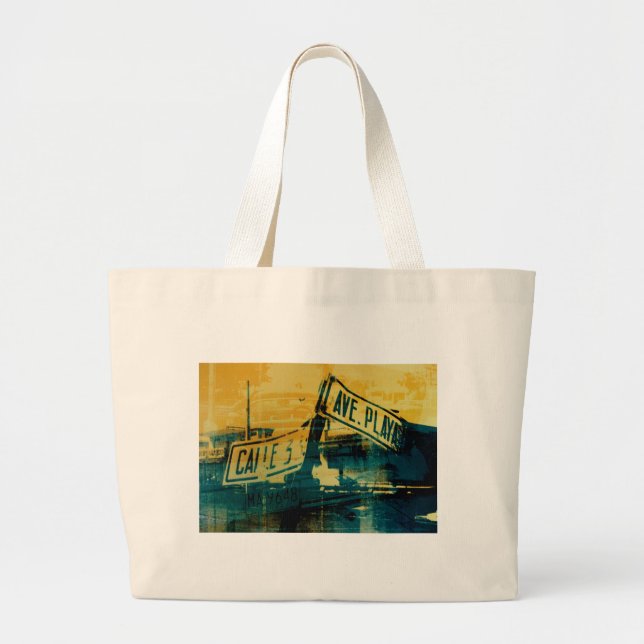 Bolso De Tela Gigante Placa de calle verde y amarilla (Frente)