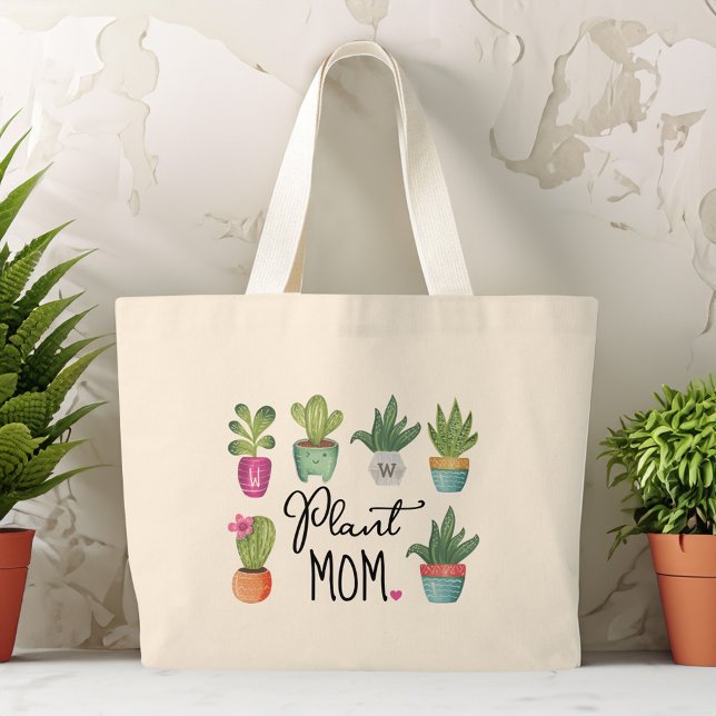 Bolso De Tela Gigante Plant Mom Fun & Cute Potted Plants (Plant Mom Fun & Cute Potted Plants Large Tote Bag)