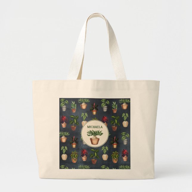Bolso De Tela Gigante Plantas de acuarela Protegidas Terracotta Pots Rús (Frente)