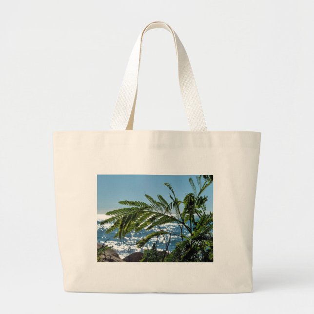 Bolso De Tela Gigante Plantas y mar azul (Frente)