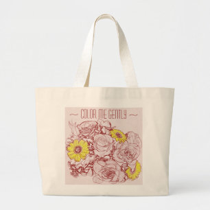 Bolso De Tela Gigante Plantilla de ramo delineado de margarita amarilla 
