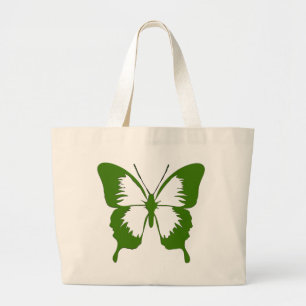 Bolso De Tela Gigante Plantillas verdes de la mariposa