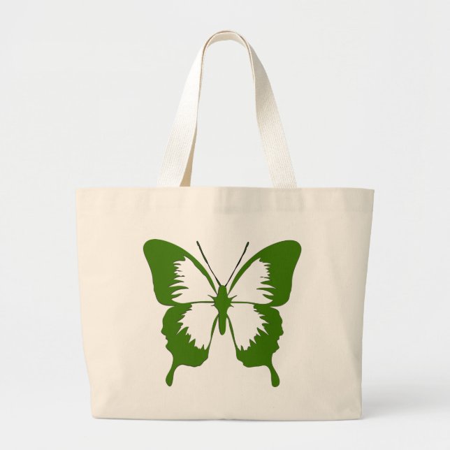 Bolso De Tela Gigante Plantillas verdes de la mariposa (Frente)