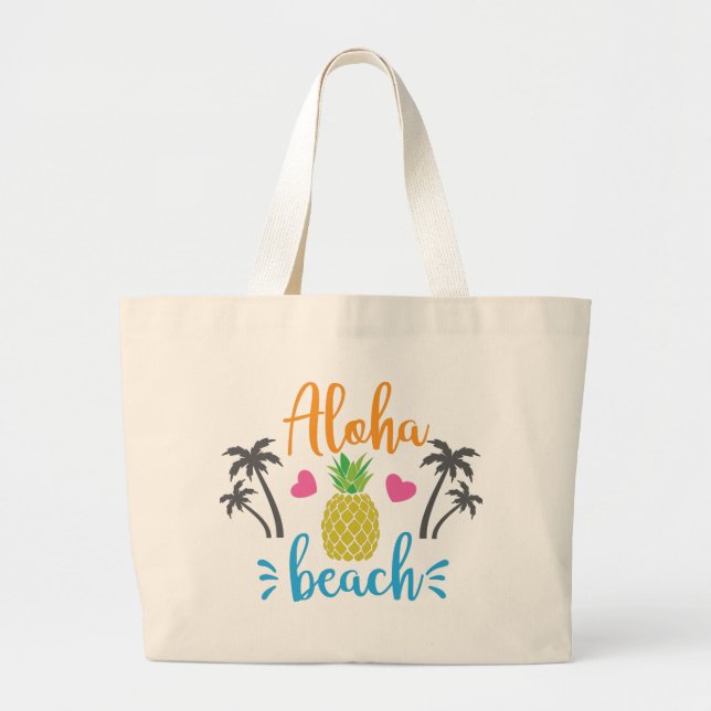 Bolso De Tela Gigante Playa Aloha (Frente)