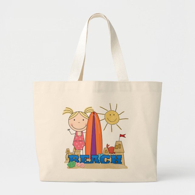 Bolso De Tela Gigante PLAYA - camisetas y regalos rubios del chica (Frente)
