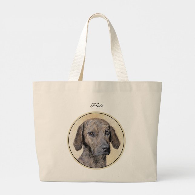Bolso De Tela Gigante Plott Hound Painting Brindle Cute Original Dog Art (Reverso)