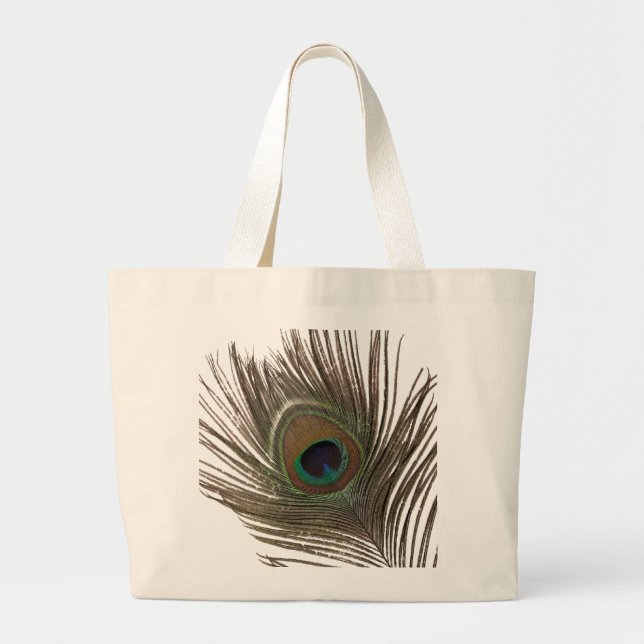 Bolso De Tela Gigante Pluma de pavo real (Frente)