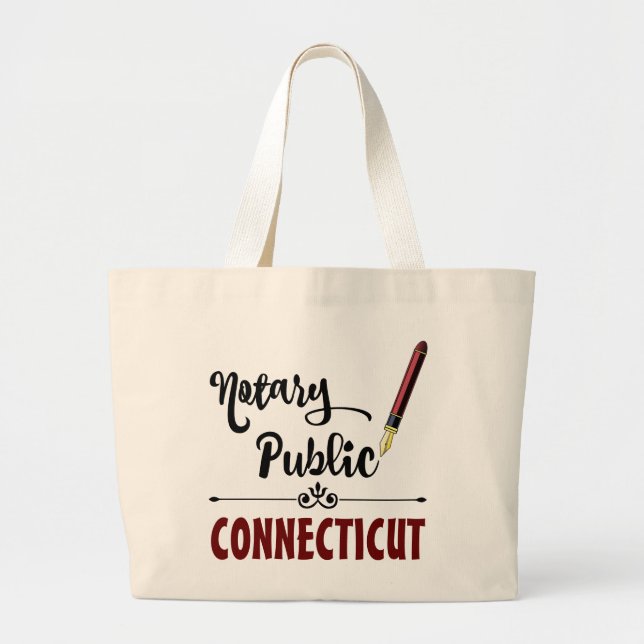 Bolso De Tela Gigante Pluma de tinta pública del notario de Connecticut (Frente)