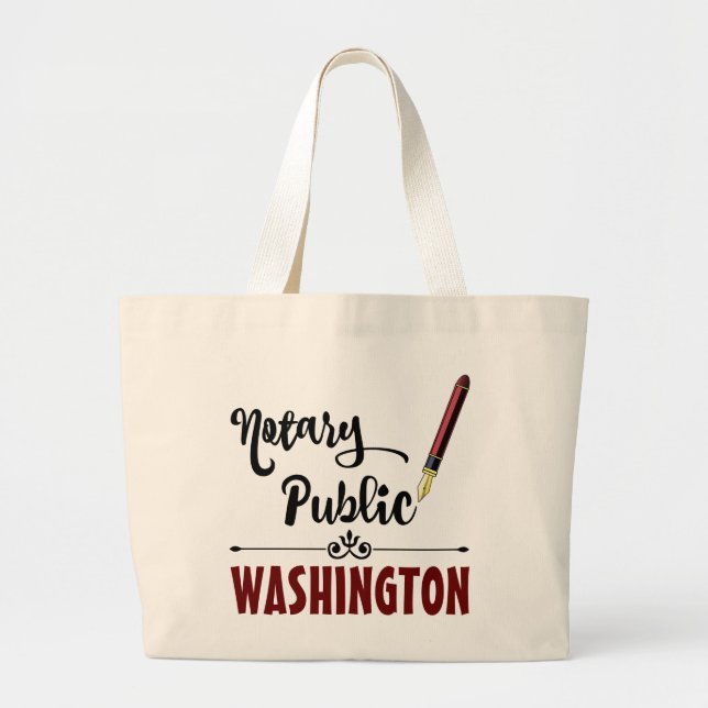 Bolso De Tela Gigante Pluma de tinta pública del notario de Washington (Frente)
