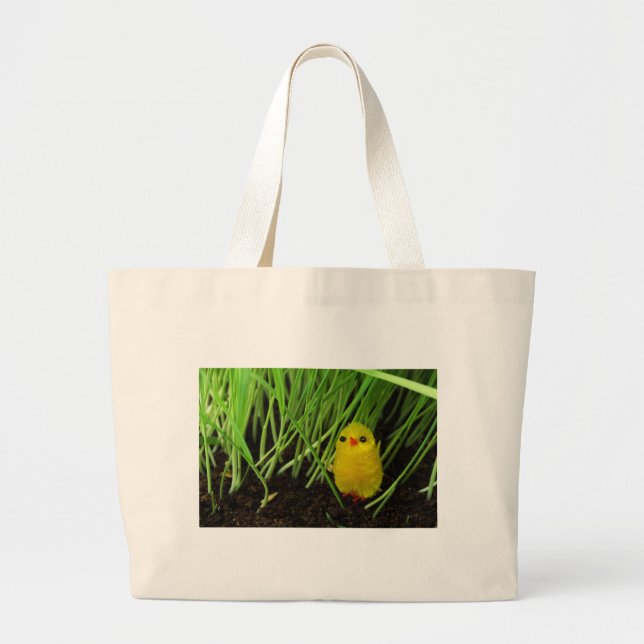 Bolso De Tela Gigante pollito de pasto (Frente)