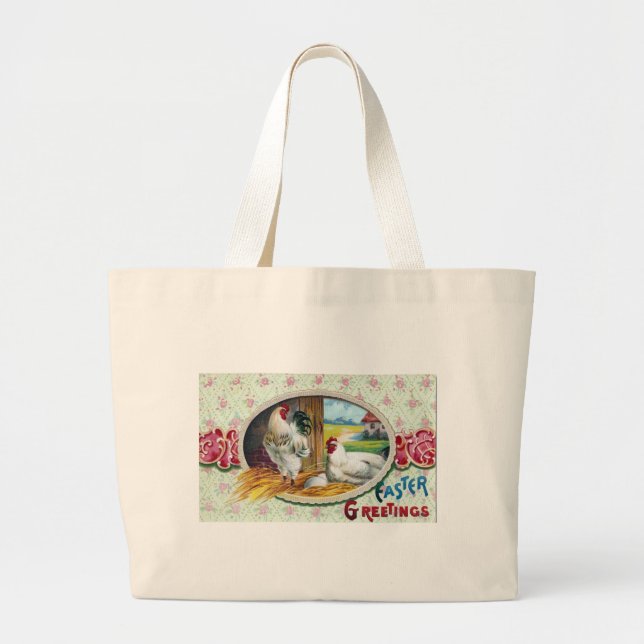Bolso De Tela Gigante Pollos de saludos de Pascua (Frente)