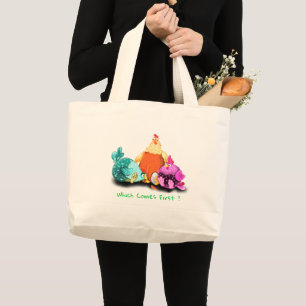 Bolso De Tela Gigante Pollos divertidos esperando el huevo para incubar 