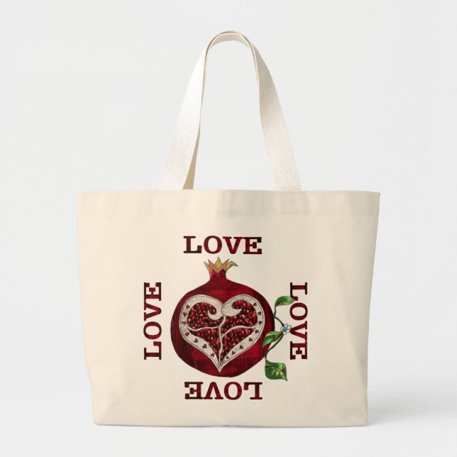 Bolso De Tela Gigante Pomegranate Heart LOVE Valentine (Frente)