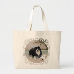 Bolso De Tela Gigante Pomerania negra con velero