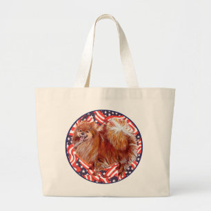 Bolso De Tela Gigante Pomerania Rojo Blanco & Azul