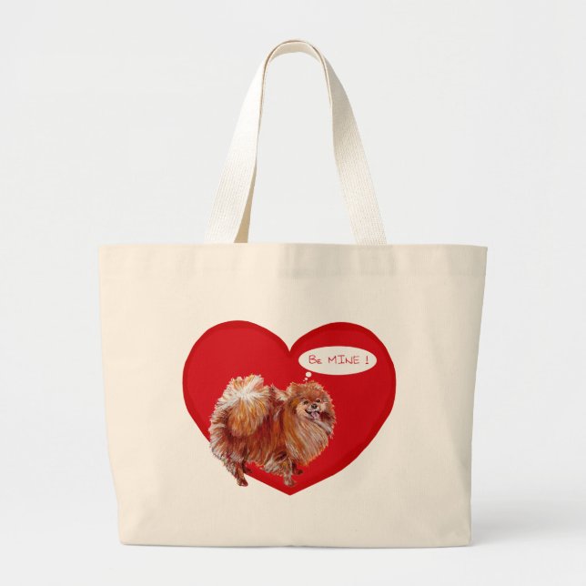 Bolso De Tela Gigante Pomeranian Valentine (Frente)
