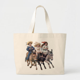 Bolso De Tela Gigante Ponías antiguas y niños amables