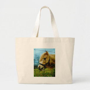 Bolso De Tela Gigante Pony en miniatura rubia / cielo azul de caballo