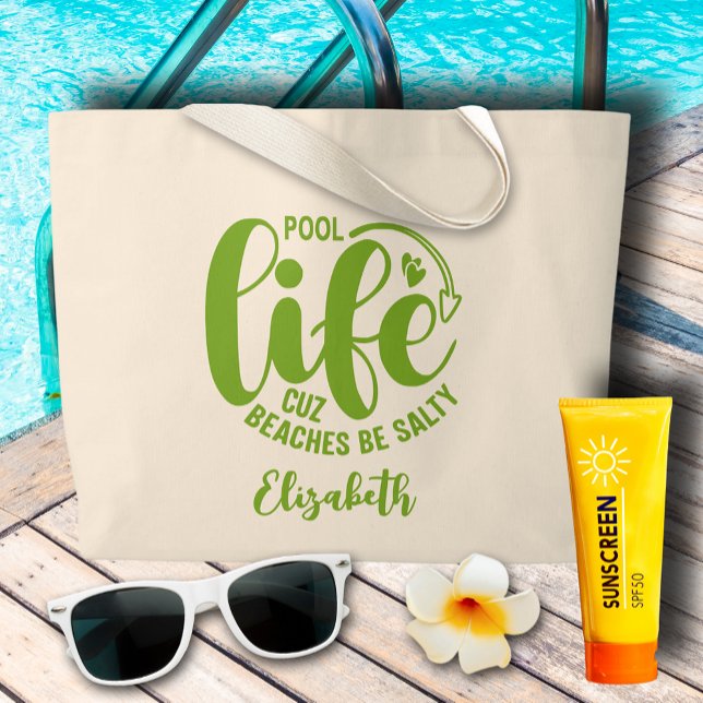 Bolso De Tela Gigante Pool Life Lime Green (Pool Life Lime Green Large Tote Bag)