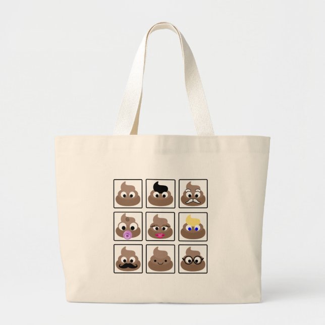 Bolso De Tela Gigante Poop Many Faces (Frente)