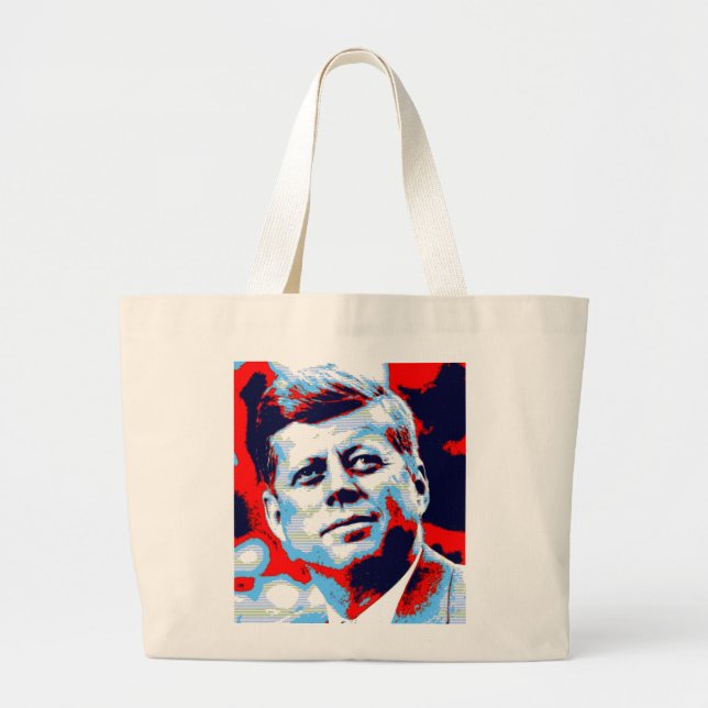 Bolso De Tela Gigante Pop Art JFK John F. Kennedy Blue (Frente)