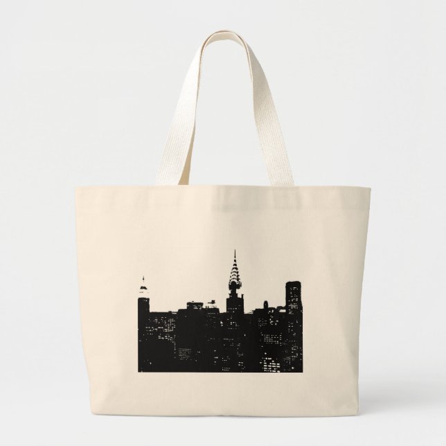 Bolso De Tela Gigante Pop Art New York Silhouette (Frente)