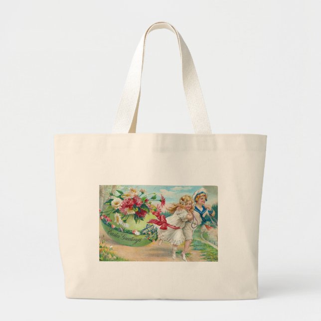 Bolso De Tela Gigante Postales antiguas para saludos de Pascua (Frente)
