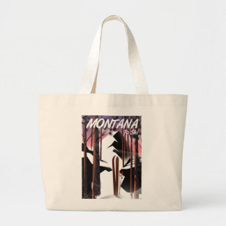 Bolso De Tela Gigante Póster de viaje vintage de esquí de Montana