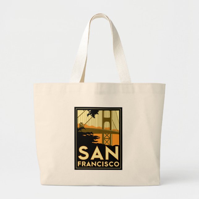 Bolso De Tela Gigante Poster del viaje del art déco de San Francisco (Frente)