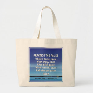 Bolso De Tela Gigante PRACTICA LA PAUSA Pacífico Inspirador Azul