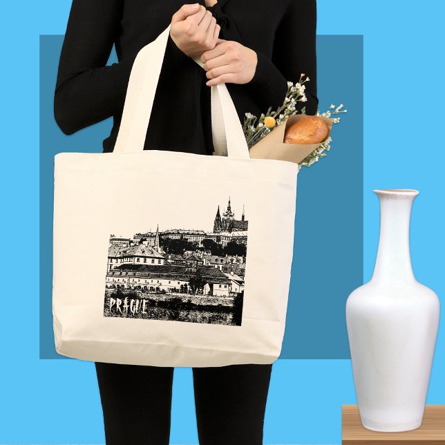 Bolso De Tela Gigante Praga, vistas famosas, dibujo (bolsa de lona) (Subido por el creador)