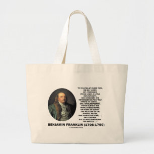 Bolso De Tela Gigante Precaución de ajedrez Benjamin Franklin Cita