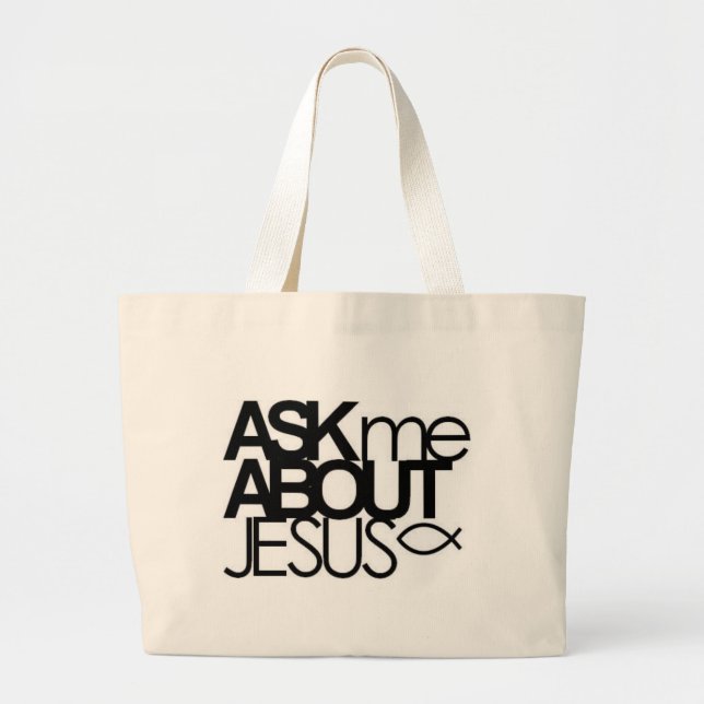 Bolso De Tela Gigante Pregúnteme acerca del tote de Jesús (Frente)