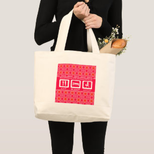Bolso De Tela Gigante Premio Pink Funny Shopaholic Eat Sleep Shop
