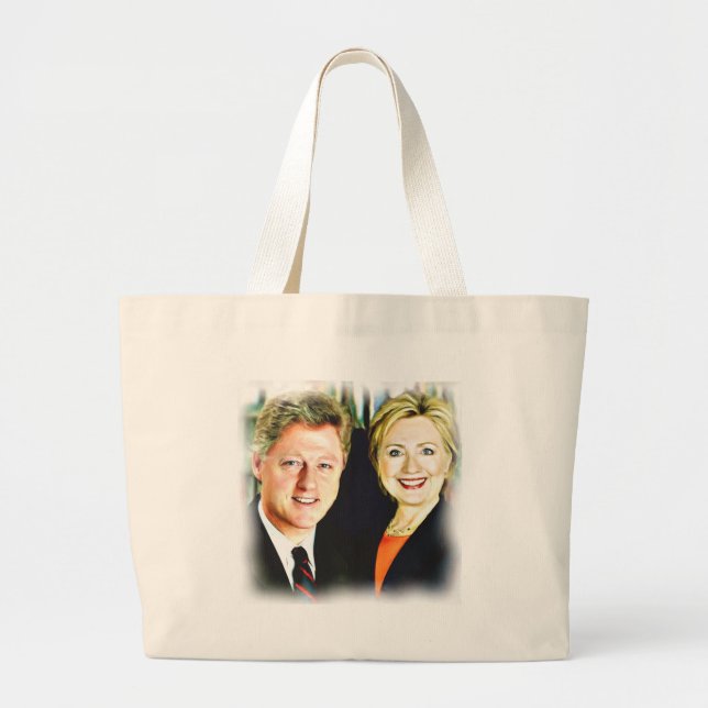 Bolso De Tela Gigante Presidente Bill Clinton y Presidente Hillary Clint (Frente)