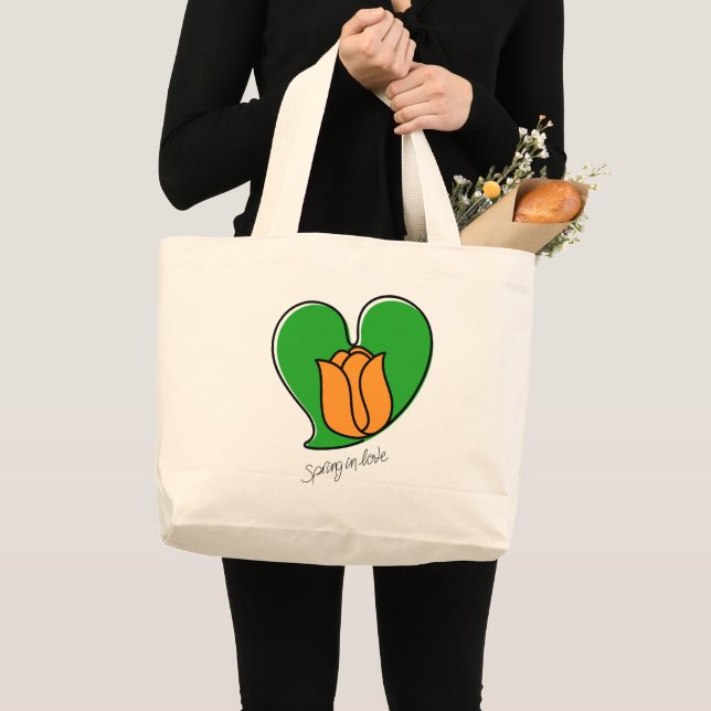Bolso De Tela Gigante Primavera enamorada - Tulipanes Naranjas (Anverso (producto))