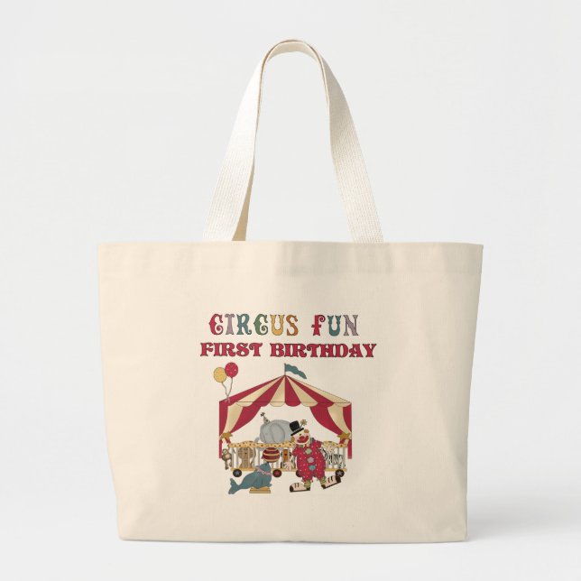 Bolso De Tela Gigante Primer cumpleaños del circo (Frente)