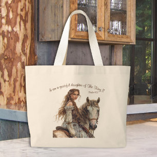 Bolso De Tela Gigante Princesa Cristiana en Caballo Tote Bag 5 tamaños!