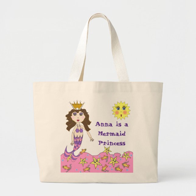 Bolso De Tela Gigante Princesa Tote de la sirena (Frente)