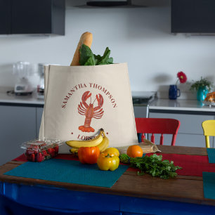 Bolso De Tela Gigante Productos de mariscos de langosta rojos personaliz