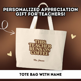 Bolso De Tela Gigante Profesor de Café Lover Gracias Personalizado de re