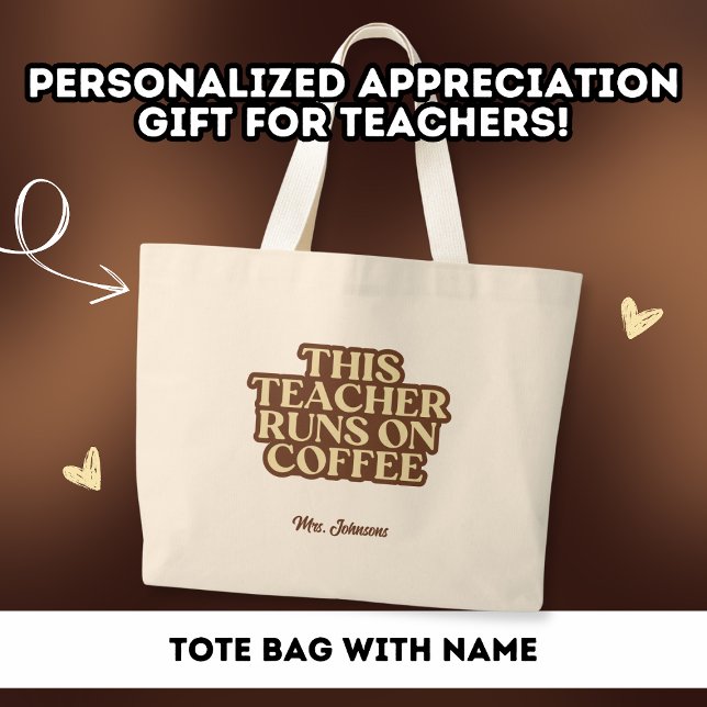 Bolso De Tela Gigante Profesor de Café Lover Gracias Personalizado de re (Subido por el creador)